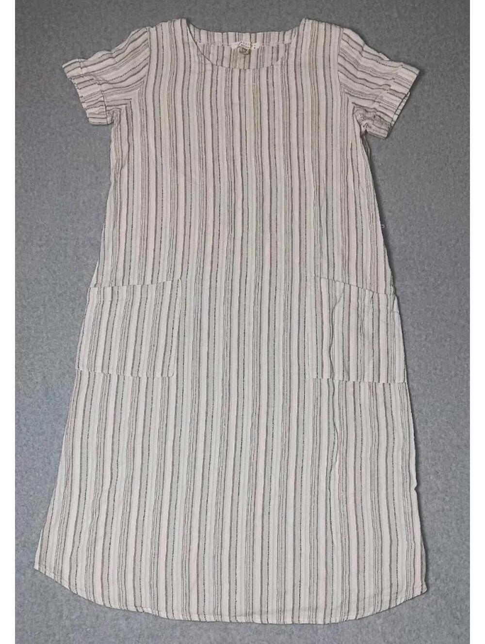 Finaltouch Tunic Dress Womens Size Medium White Multicolor Stripes Linen...
